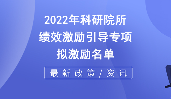 市科技局 | 关于2022年市级科研院所绩效激励引导专项拟激励名单的公示