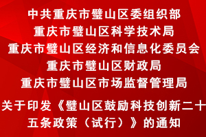 璧山区鼓励科技创新二十五条政策（试行）