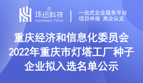 2022年重庆市灯塔工厂种子企业拟入选名单公示