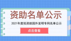 市知产局 | 2021年度拟资助国外发明专利名单公示