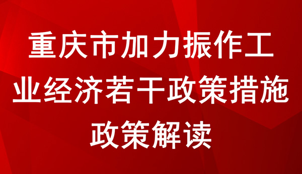 《重庆市加力振作工业经济若干政策措施》 政策解读