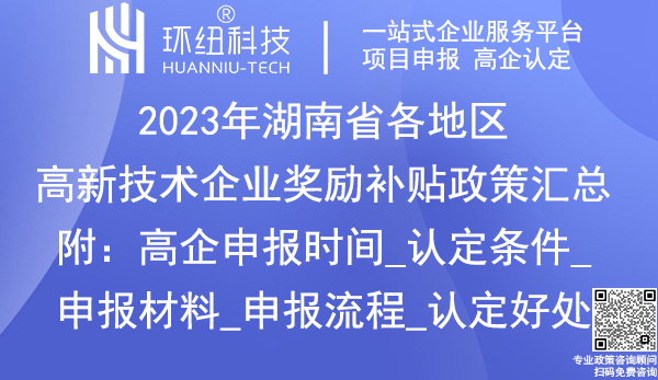 湖南省各地区高新技术企业奖补政策汇总