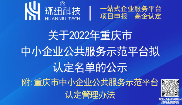 2022重庆市中小企业公共服务示范平台认定名单