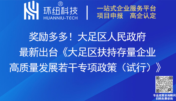 大足区扶持存量企业高质量发展若干专项政策(试行)