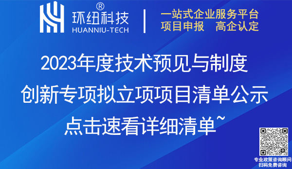 2023重庆市技术预见与制度创新项目立项清单